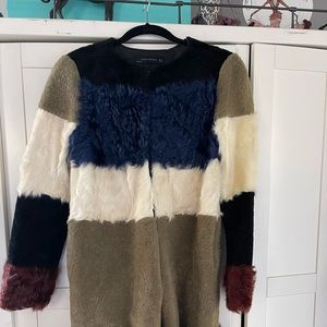 Zara multi-shearling coat